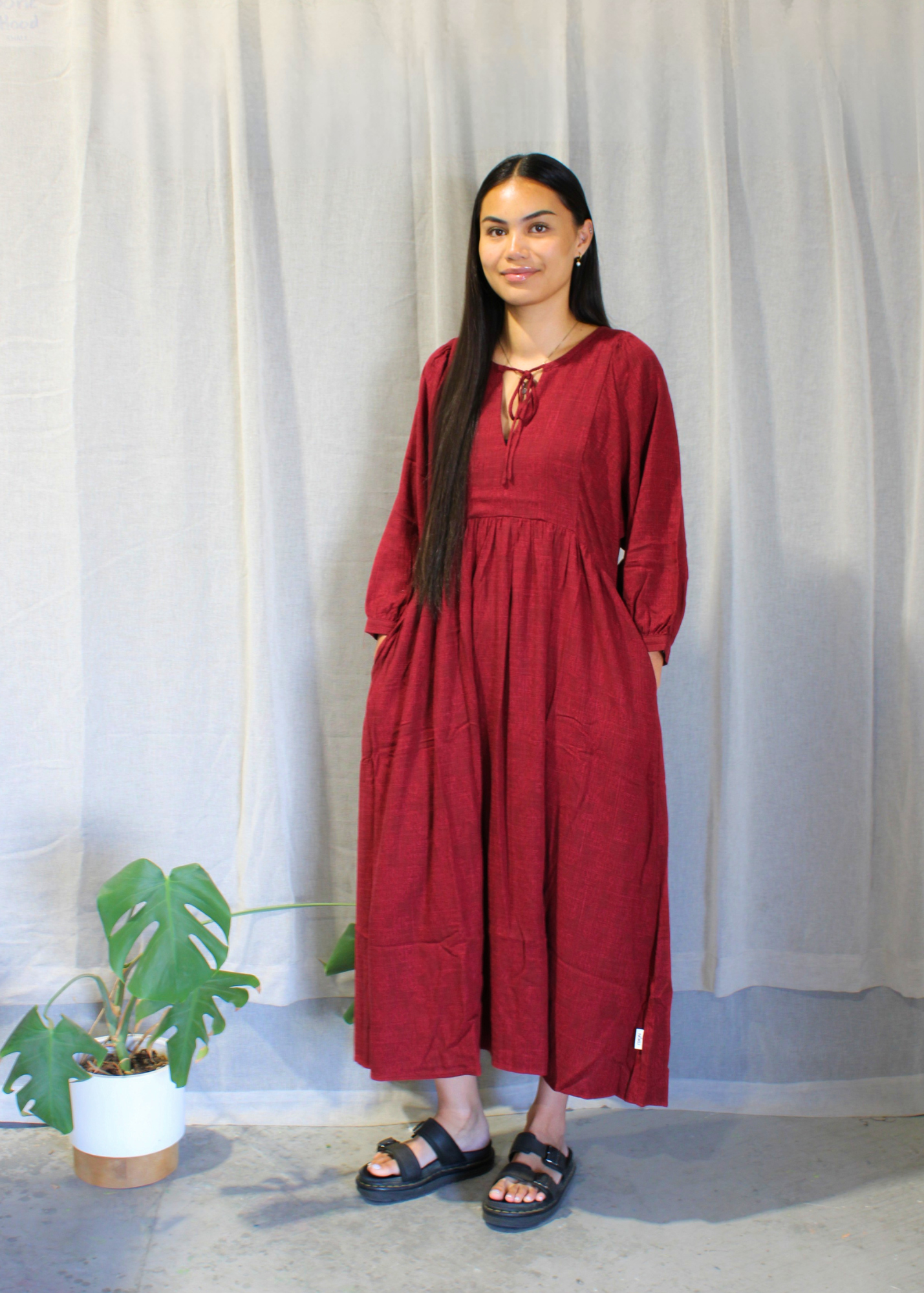 white christmas dresses Long Kaftan Transcending Burnt Orange Dress – Māori by Design main image 1